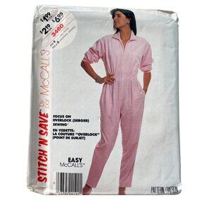 80s McCalls Stitch N Save 3460 Misses Jumpsuit Size B Medium Large Vintage UNCUT